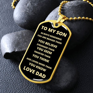 TO MY SON | ALWAYS REMEMBER DOG TAG | Jewelry | TageUnlimited