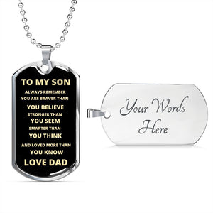 TO MY SON | ALWAYS REMEMBER DOG TAG | Jewelry | TageUnlimited