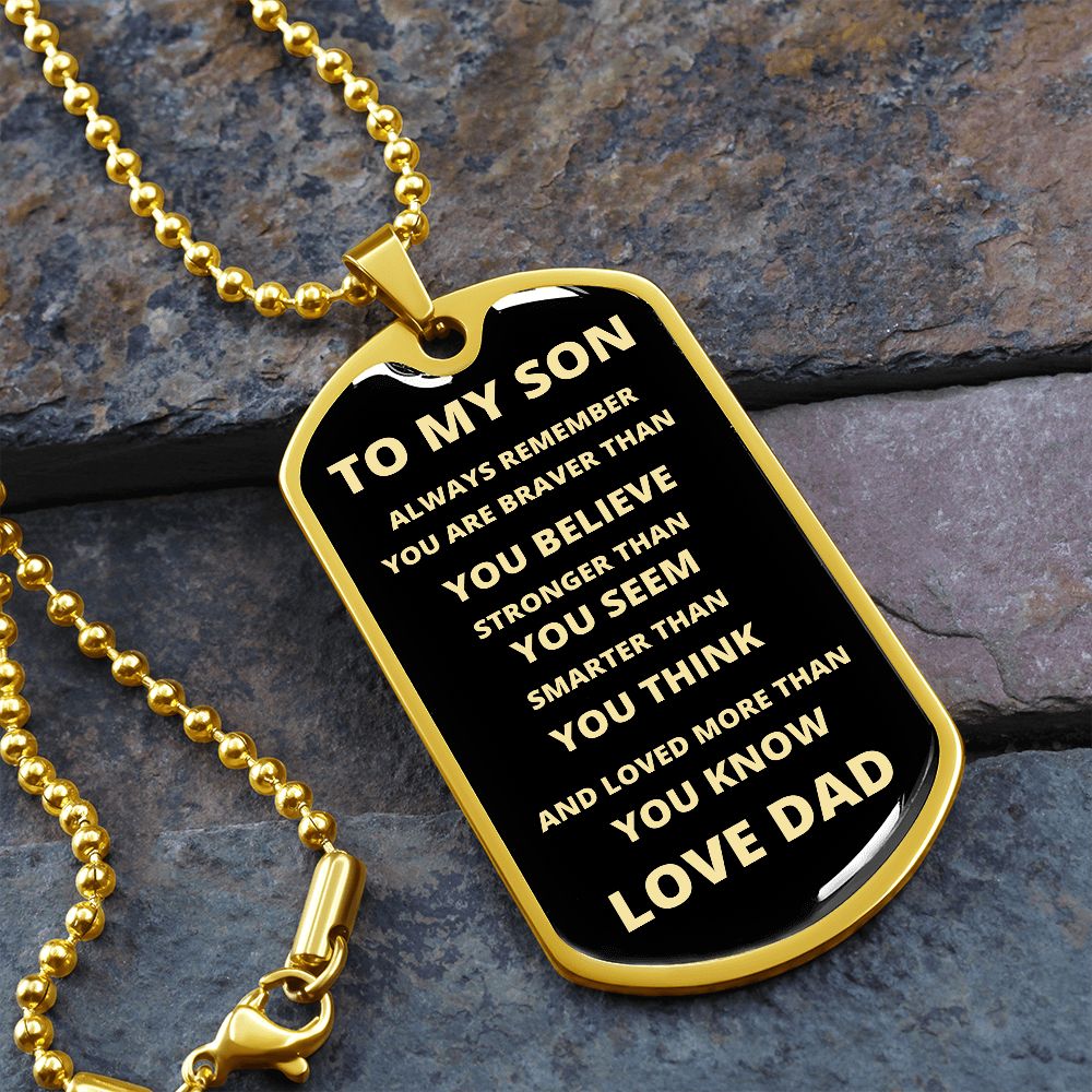 TO MY SON | ALWAYS REMEMBER DOG TAG | Jewelry | TageUnlimited