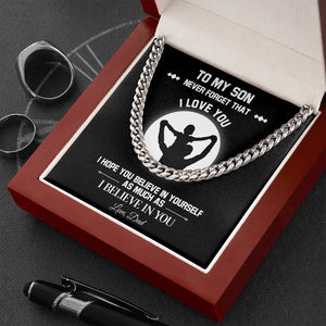 To My Son | Believe In Yourself (Cuban Link Chain Necklace) | Jewelry | C30184T, C30184TG, lx-C30184, PB23-WOOD, PROD-1967235, PT-1772, USER-43062 | TageUnlimited