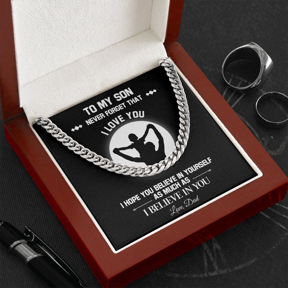 To My Son | Believe In Yourself (Cuban Link Chain Necklace) | Jewelry | C30184T, C30184TG, lx-C30184, PB23-WOOD, PROD-1967235, PT-1772, USER-43062 | TageUnlimited