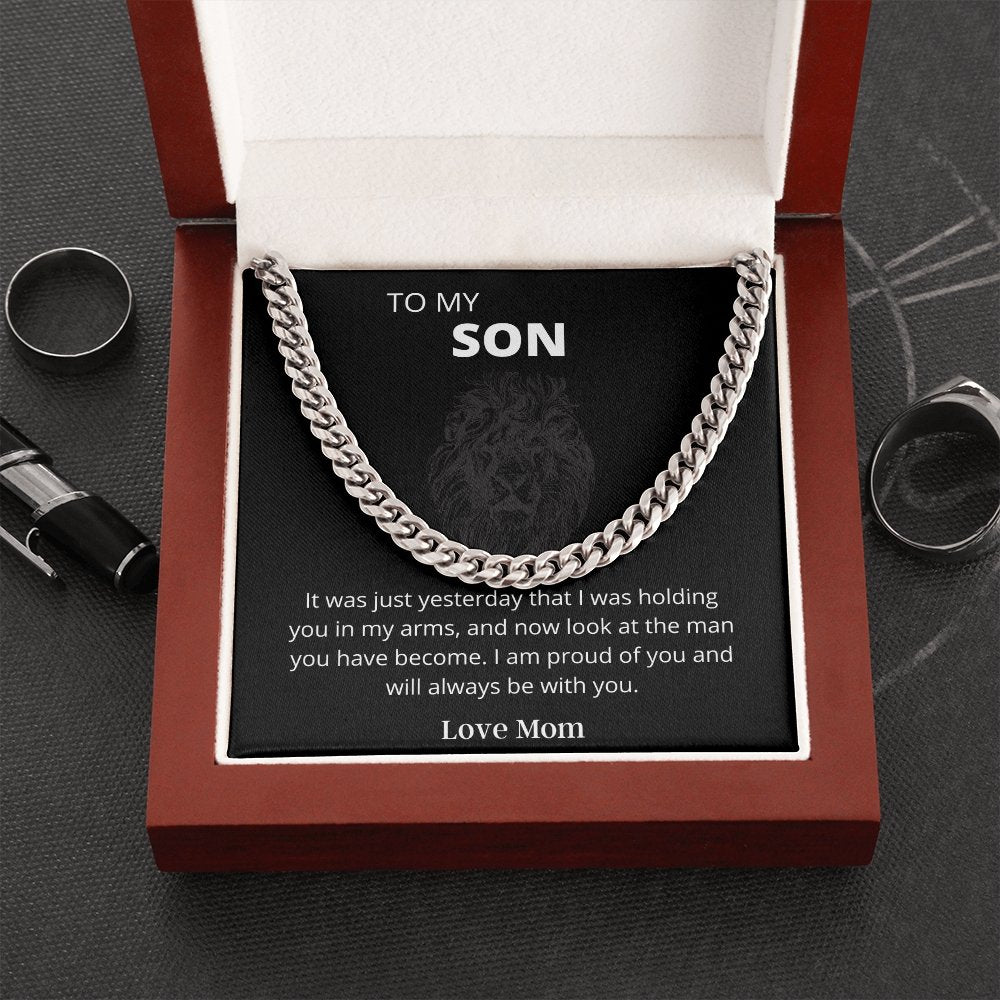 To MY SON | CUBAN NECKLACE | Jewelry | C30184T, C30184TG, lx-C30184, PB23-WOOD, PROD-2123449, PT-1772, USER-43062 | TageUnlimited
