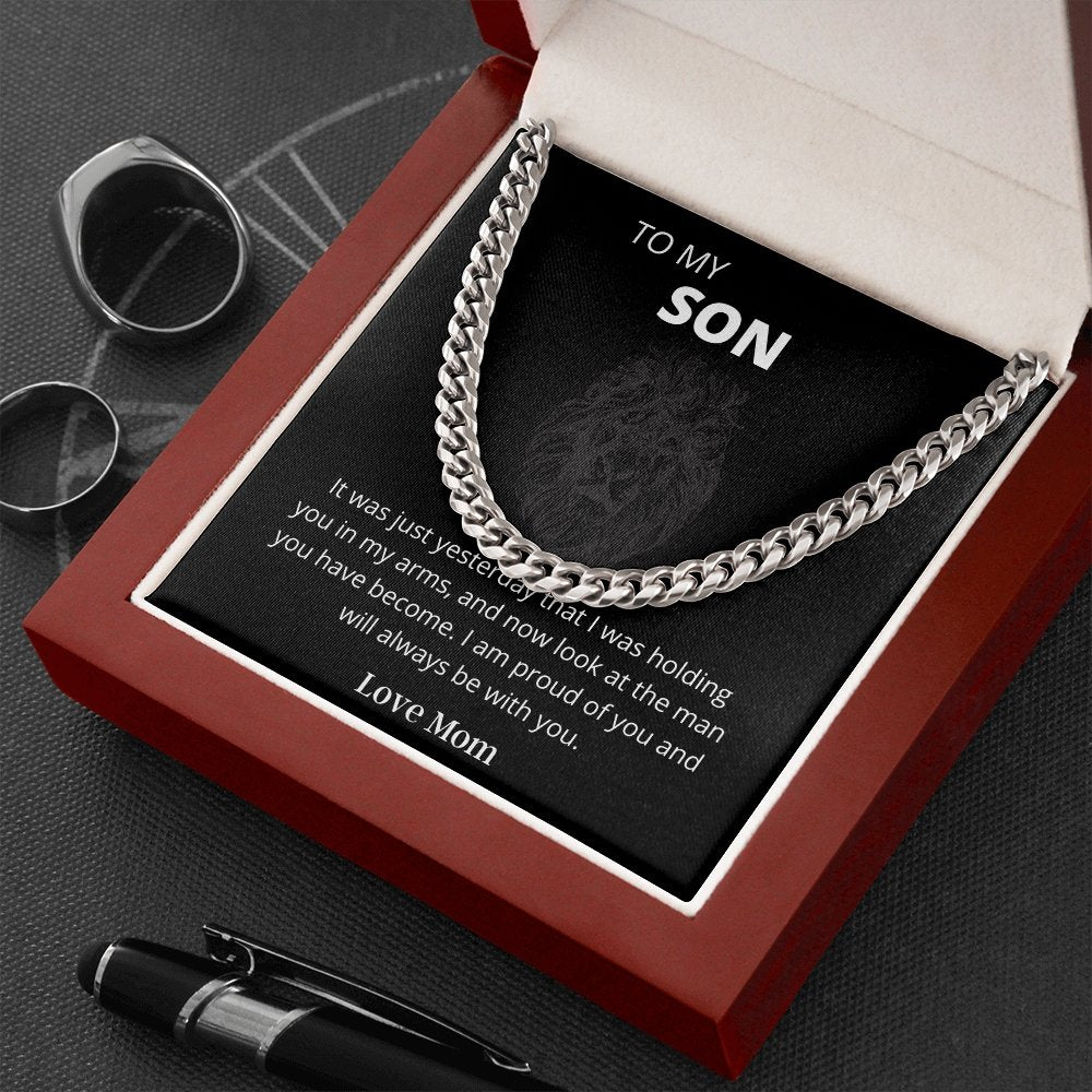To MY SON | CUBAN NECKLACE | Jewelry | C30184T, C30184TG, lx-C30184, PB23-WOOD, PROD-2123449, PT-1772, USER-43062 | TageUnlimited