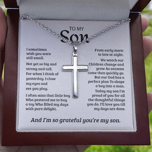 To My Son | Grateful Mom Cross Necklace ✝💓 | Jewelry | A1014T, E070T, lx-E070, PB23-WOOD, PROD-1582978, PT-1512, TNM-1, USER-43062, WARRANTY-UPSELL | TageUnlimited