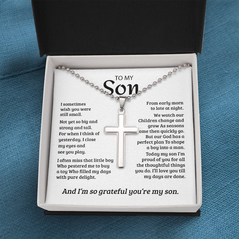 To My Son | Grateful Mom Cross Necklace ✝💓 | Jewelry | A1014T, E070T, lx-E070, PB23-WOOD, PROD-1582978, PT-1512, TNM-1, USER-43062, WARRANTY-UPSELL | TageUnlimited