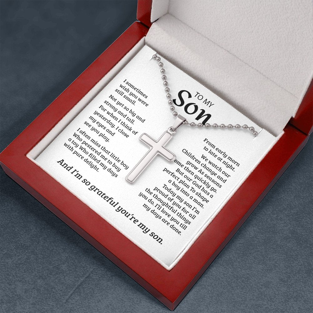 To My Son | Grateful Mom Cross Necklace ✝💓 | Jewelry | A1014T, E070T, lx-E070, PB23-WOOD, PROD-1582978, PT-1512, TNM-1, USER-43062, WARRANTY-UPSELL | TageUnlimited
