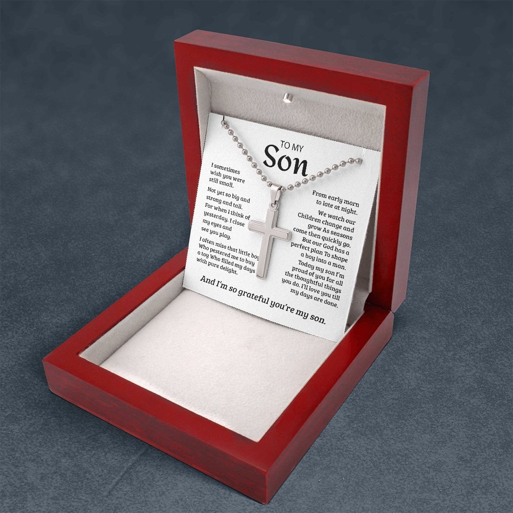To My Son | Grateful Mom Cross Necklace ✝💓 | Jewelry | A1014T, E070T, lx-E070, PB23-WOOD, PROD-1582978, PT-1512, TNM-1, USER-43062, WARRANTY-UPSELL | TageUnlimited