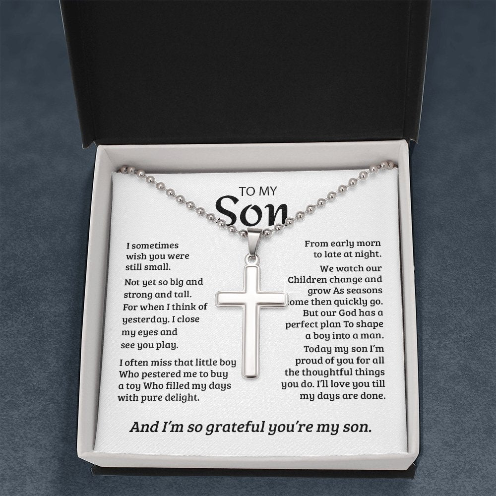 To My Son | Grateful Mom Cross Necklace ✝💓 | Jewelry | A1014T, E070T, lx-E070, PB23-WOOD, PROD-1582978, PT-1512, TNM-1, USER-43062, WARRANTY-UPSELL | TageUnlimited