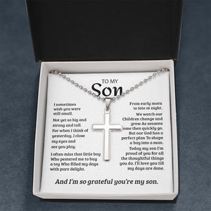 To My Son | Grateful Mom Cross Necklace ✝💓 | Jewelry | A1014T, E070T, lx-E070, PB23-WOOD, PROD-1582978, PT-1512, TNM-1, USER-43062, WARRANTY-UPSELL | TageUnlimited