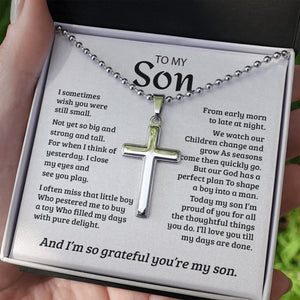 To My Son | Grateful Mom Cross Necklace ✝💓 | Jewelry | A1014T, E070T, lx-E070, PB23-WOOD, PROD-1582978, PT-1512, TNM-1, USER-43062, WARRANTY-UPSELL | TageUnlimited