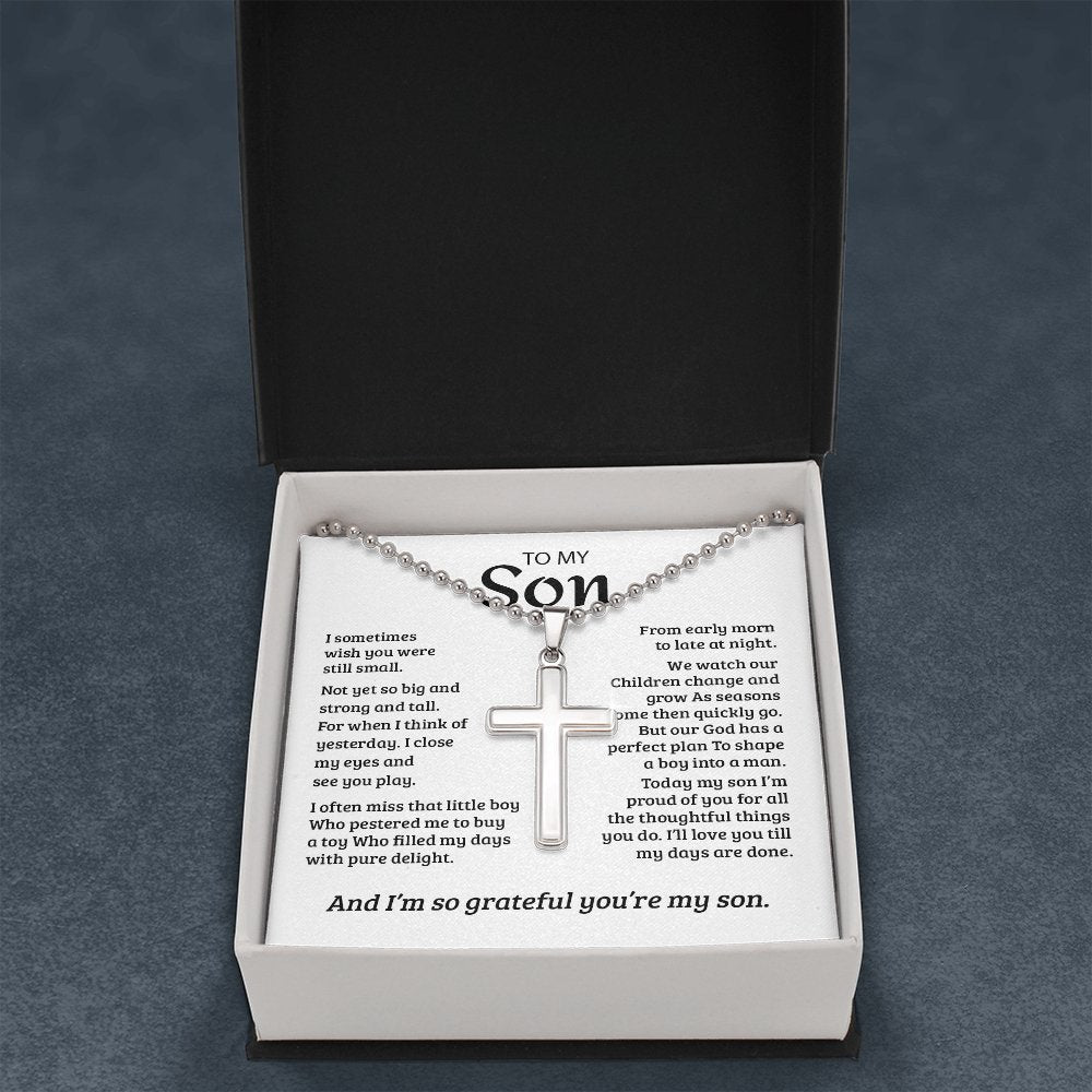 To My Son | Grateful Mom Cross Necklace ✝💓 | Jewelry | A1014T, E070T, lx-E070, PB23-WOOD, PROD-1582978, PT-1512, TNM-1, USER-43062, WARRANTY-UPSELL | TageUnlimited