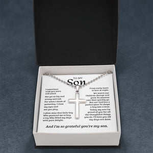 To My Son | Grateful Mom Cross Necklace ✝💓 | Jewelry | A1014T, E070T, lx-E070, PB23-WOOD, PROD-1582978, PT-1512, TNM-1, USER-43062, WARRANTY-UPSELL | TageUnlimited
