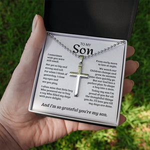 To My Son | Grateful Mom Cross Necklace ✝💓 | Jewelry | A1014T, E070T, lx-E070, PB23-WOOD, PROD-1582978, PT-1512, TNM-1, USER-43062, WARRANTY-UPSELL | TageUnlimited