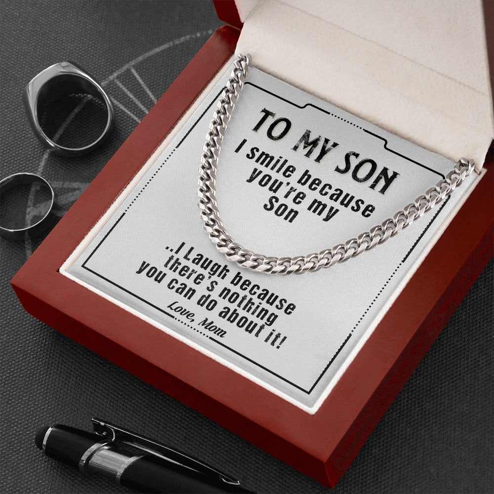 To My Son | I Smile Because You're My Son 💙💎 | Jewelry | C30184T, C30184TG, lx-C30184, PB23-WOOD, PROD-1879338, PT-1772, USER-43062 | TageUnlimited