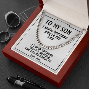 To My Son | I Smile Because You're My Son 💙💎 | Jewelry | C30184T, C30184TG, lx-C30184, PB23-WOOD, PROD-1879338, PT-1772, USER-43062 | TageUnlimited