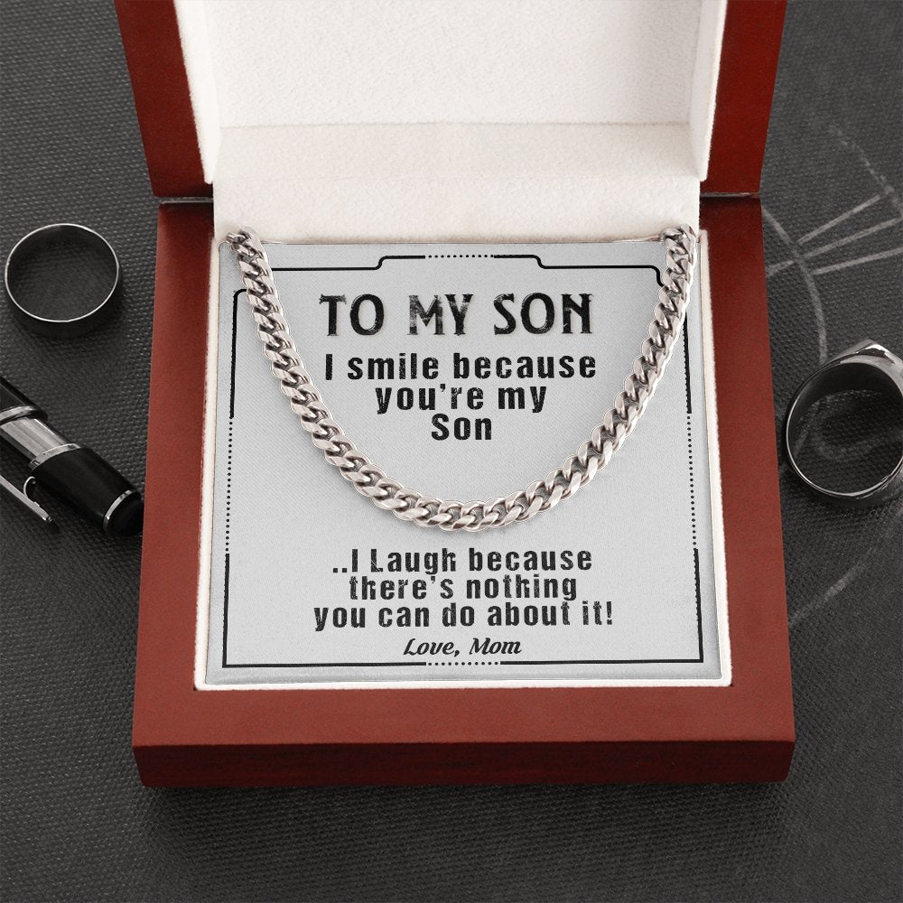 To My Son | I Smile Because You're My Son 💙💎 | Jewelry | C30184T, C30184TG, lx-C30184, PB23-WOOD, PROD-1879338, PT-1772, USER-43062 | TageUnlimited
