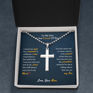 To My Son | I Will Always Carry You In My Heart 💙✝️ | Jewelry | A1014T, E070T, lx-E070, PB23-WOOD, PROD-1868439, PT-1512, TNM-1, USER-43062 | TageUnlimited