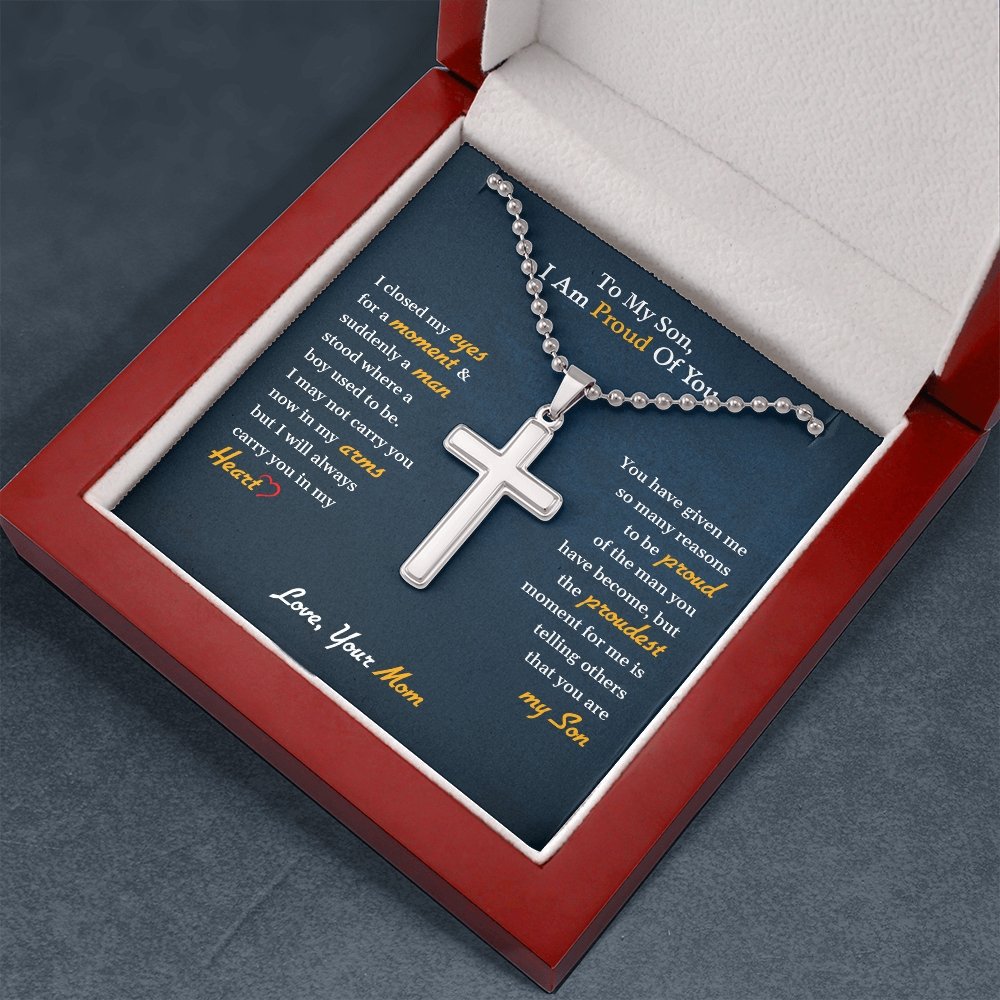 To My Son | I Will Always Carry You In My Heart 💙✝️ | Jewelry | A1014T, E070T, lx-E070, PB23-WOOD, PROD-1868439, PT-1512, TNM-1, USER-43062 | TageUnlimited