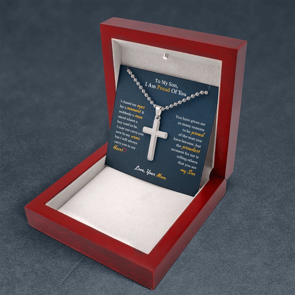 To My Son | I Will Always Carry You In My Heart 💙✝️ | Jewelry | A1014T, E070T, lx-E070, PB23-WOOD, PROD-1868439, PT-1512, TNM-1, USER-43062 | TageUnlimited