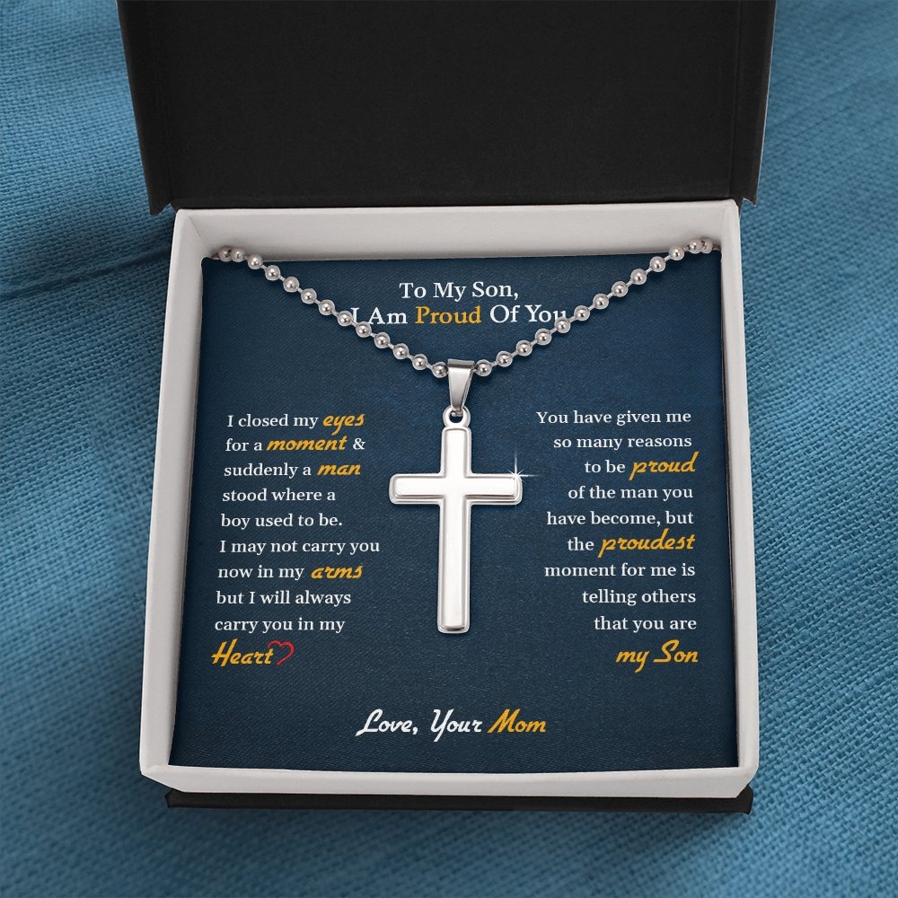 To My Son | I Will Always Carry You In My Heart 💙✝️ | Jewelry | A1014T, E070T, lx-E070, PB23-WOOD, PROD-1868439, PT-1512, TNM-1, USER-43062 | TageUnlimited