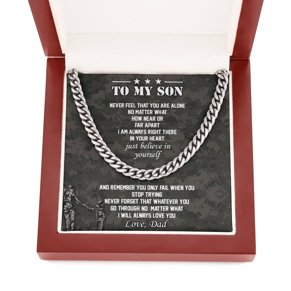 To My Son | I'm Always Right Here 🤎💎(Cuban Link Chain Necklace) | Jewelry | C30184T, C30184TG, lx-C30184, PB23-WOOD, PROD-1897489, PT-1772, USER-43062 | TageUnlimited