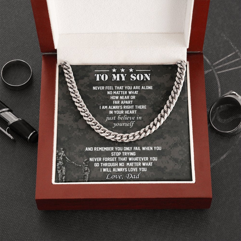 To My Son | I'm Always Right Here 🤎💎(Cuban Link Chain Necklace) | Jewelry | C30184T, C30184TG, lx-C30184, PB23-WOOD, PROD-1897489, PT-1772, USER-43062 | TageUnlimited