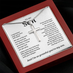 To My Son | I'm Grateful My Son From Mom Cross Necklace ✝💓 | Jewelry | A1013T, E070T, lx-E070, PB23-WOOD, PROD-1833719, PT-966, TNM-1, USER-43062 | TageUnlimited
