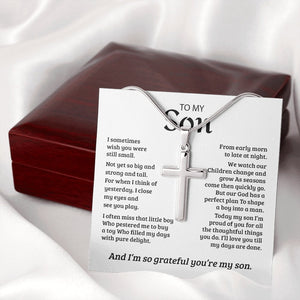 To My Son | I'm Grateful My Son From Mom Cross Necklace ✝💓 | Jewelry | A1013T, E070T, lx-E070, PB23-WOOD, PROD-1833719, PT-966, TNM-1, USER-43062 | TageUnlimited