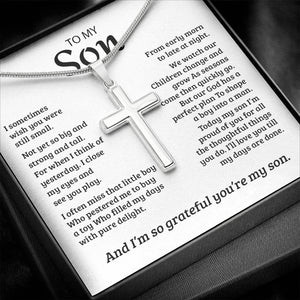 To My Son | I'm Grateful My Son From Mom Cross Necklace ✝💓 | Jewelry | A1013T, E070T, lx-E070, PB23-WOOD, PROD-1833719, PT-966, TNM-1, USER-43062 | TageUnlimited