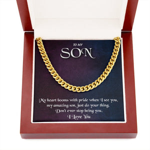 To My Son | My Heart Booms With Pride | Jewelry | C30184T, C30184TG, lx-C30184, PB23-WOOD, PROD-1953220, PT-1772, USER-43062 | TageUnlimited