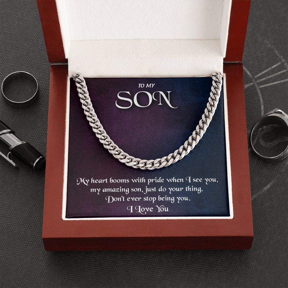 To My Son | My Heart Booms With Pride | Jewelry | C30184T, C30184TG, lx-C30184, PB23-WOOD, PROD-1953220, PT-1772, USER-43062 | TageUnlimited