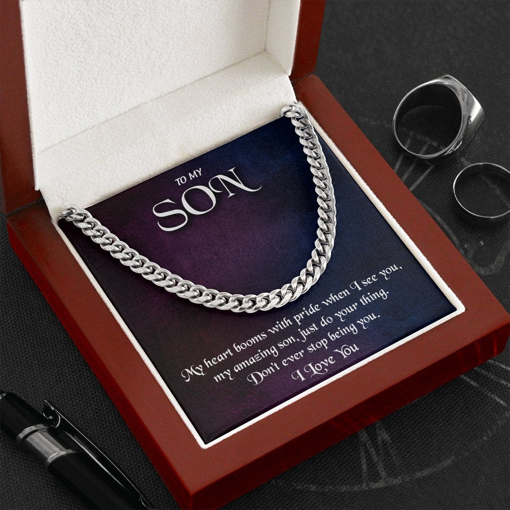 To My Son | My Heart Booms With Pride | Jewelry | C30184T, C30184TG, lx-C30184, PB23-WOOD, PROD-1953220, PT-1772, USER-43062 | TageUnlimited