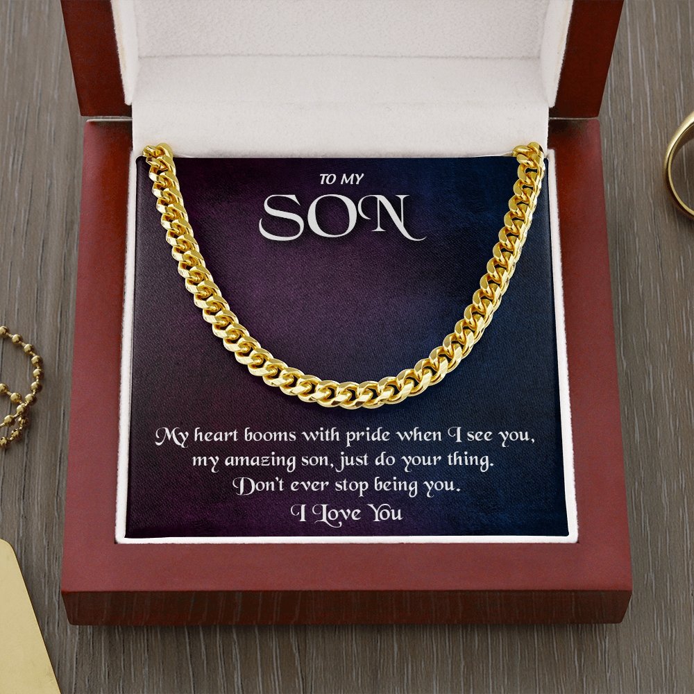 To My Son | My Heart Booms With Pride | Jewelry | C30184T, C30184TG, lx-C30184, PB23-WOOD, PROD-1953220, PT-1772, USER-43062 | TageUnlimited