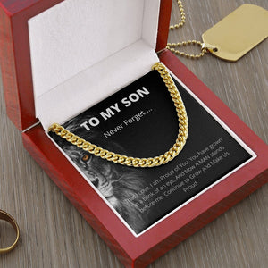 To My Son | Never Forget Lion Cuban Link Chain | Jewelry | C30184T, C30184TG, lx-C30184, PB23-WOOD, PROD-1998901, PT-1772, USER-43062 | TageUnlimited