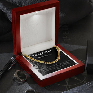 To My Son | Never Forget Lion Cuban Link Chain | Jewelry | C30184T, C30184TG, lx-C30184, PB23-WOOD, PROD-1998901, PT-1772, USER-43062 | TageUnlimited