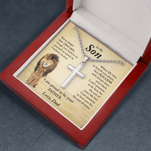 To My Son | Proud To Be Your Father (Cross Necklace with Ball Chain) | Jewelry | A1014T, E070T, lx-E070, PB23-WOOD, PROD-1967174, PT-1512, TNM-1, USER-43062 | TageUnlimited