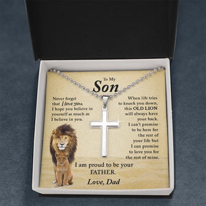 To My Son | Proud To Be Your Father (Cross Necklace with Ball Chain) | Jewelry | A1014T, E070T, lx-E070, PB23-WOOD, PROD-1967174, PT-1512, TNM-1, USER-43062 | TageUnlimited