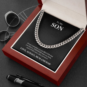 To My Son | You Are Braver Than You Think ❤️🖤 | Jewelry | C30184T, C30184TG, lx-C30184, PB23-WOOD, PROD-1831498, PT-1772, USER-43062 | TageUnlimited