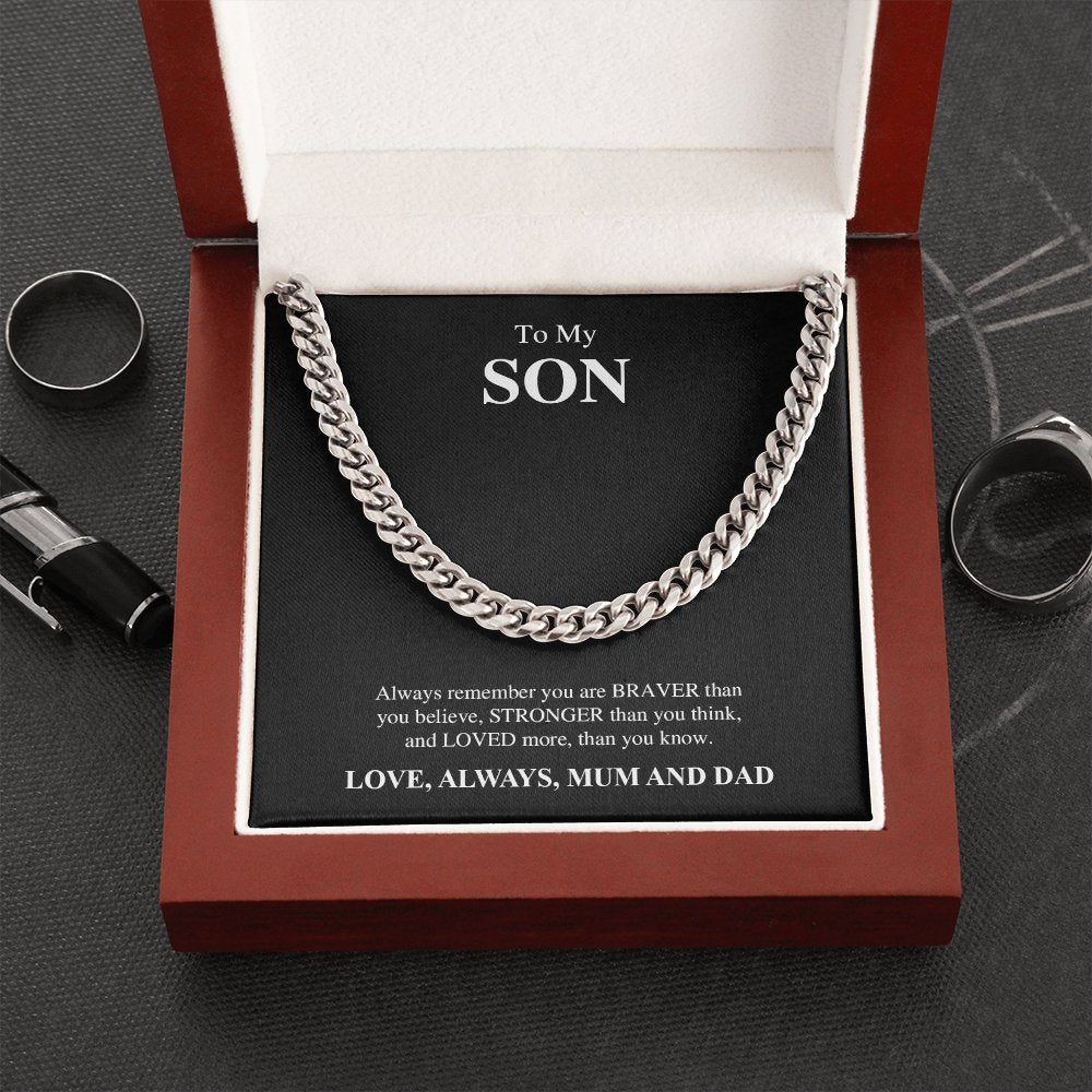 To My Son | You Are Braver Than You Think ❤️🖤 | Jewelry | C30184T, C30184TG, lx-C30184, PB23-WOOD, PROD-1831498, PT-1772, USER-43062 | TageUnlimited