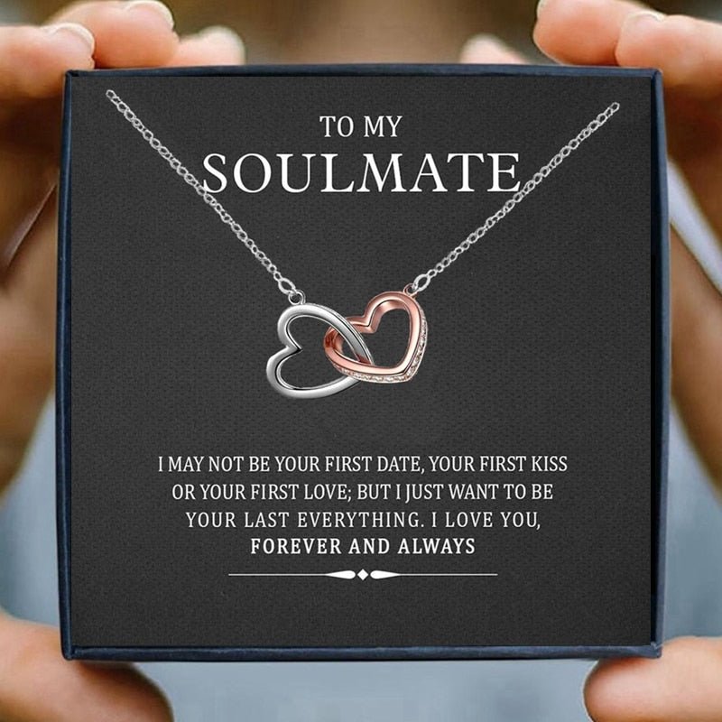 To My Soulmate Necklaces for Women Gift Heart Pendant Necklace Female Girl Crystal Infinity Necklace Gifts Wife Lovers Jewelry | 0 | Tage-Active
