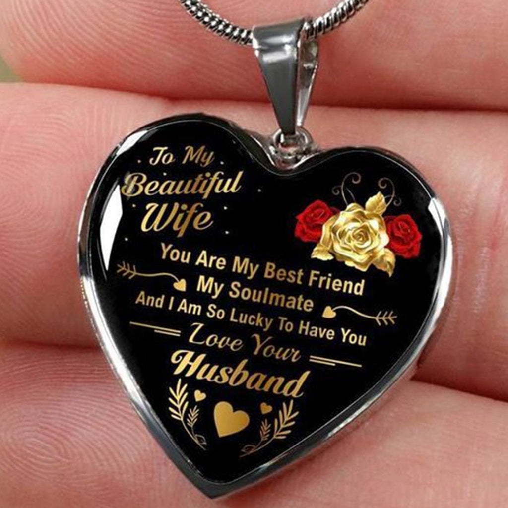To My Wife You Are My Best Friend I Always Love You Heart Pendant Necklace To Wife Anniversary Birthday Gift From Husband | 0 | Tage-Active