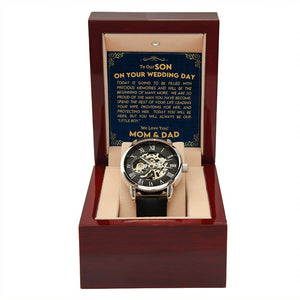 To Our Son On Your Wedding Day | Openwork Watch Plus Message Card | Jewelry | TageUnlimited