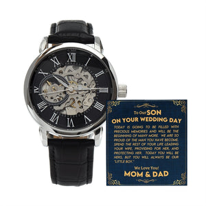 To Our Son On Your Wedding Day | Openwork Watch Plus Message Card | Jewelry | TageUnlimited