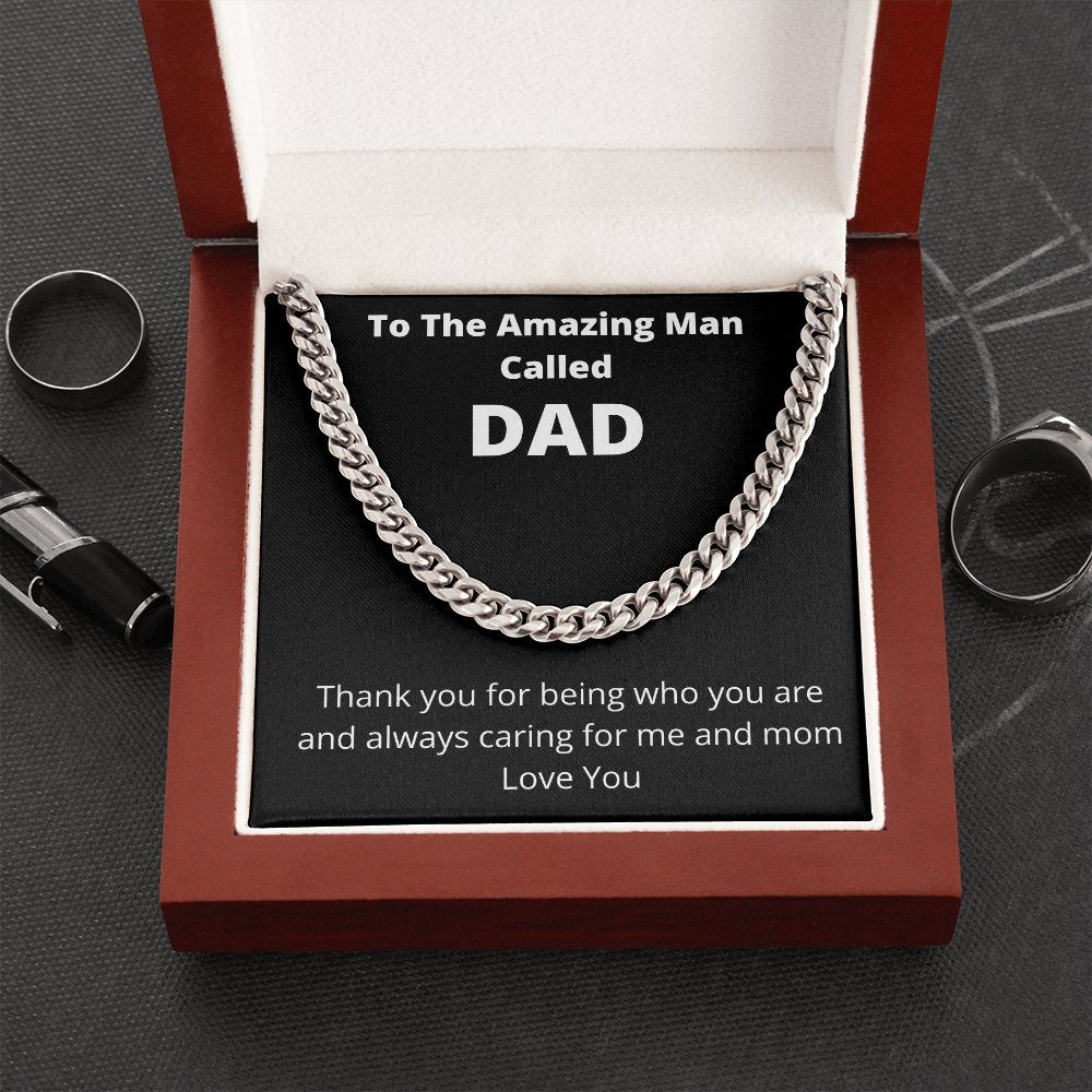 To the Amazing Man Called Dad | Cuban Necklace | Jewelry | C30184T, C30184TG, lx-C30184, PB23-WOOD, PROD-2144230, PT-1772, USER-43062 | TageUnlimited