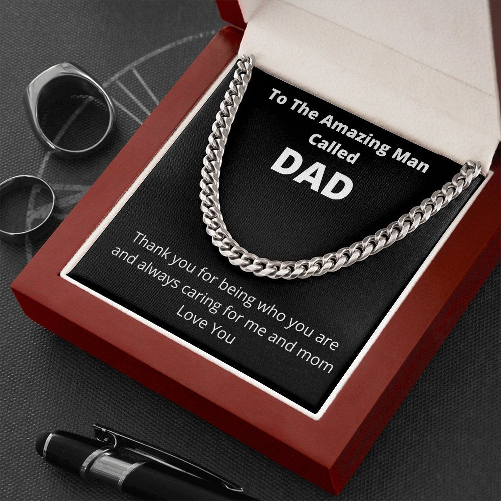 To the Amazing Man Called Dad | Cuban Necklace | Jewelry | C30184T, C30184TG, lx-C30184, PB23-WOOD, PROD-2144230, PT-1772, USER-43062 | TageUnlimited