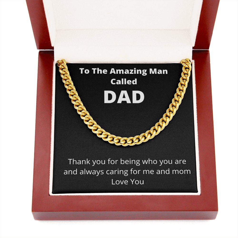 To the Amazing Man Called Dad | Cuban Necklace | Jewelry | C30184T, C30184TG, lx-C30184, PB23-WOOD, PROD-2144230, PT-1772, USER-43062 | TageUnlimited