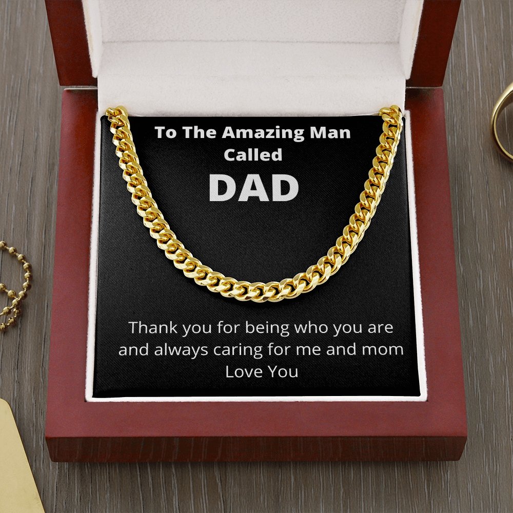 To the Amazing Man Called Dad | Cuban Necklace | Jewelry | C30184T, C30184TG, lx-C30184, PB23-WOOD, PROD-2144230, PT-1772, USER-43062 | TageUnlimited