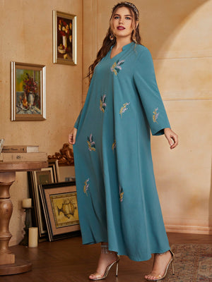 Women Elegant Maxi Dresses  Spring Blue Long Sleeve Party Evening Muslim Abaya Festival Clothing | TageUnlimited
