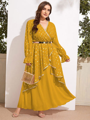 Women Plus Size Maxi Dresses  New Luxury Chic Elegant Long Sleeve Sequin Muslim Turkey Evening Party Wedding Clothing | TageUnlimited