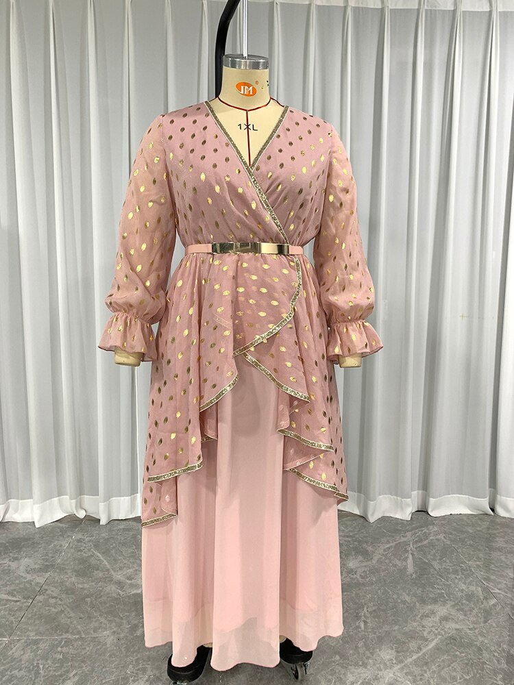 Women Plus Size Maxi Dresses  New Luxury Chic Elegant Long Sleeve Sequin Muslim Turkey Evening Party Wedding Clothing | TageUnlimited